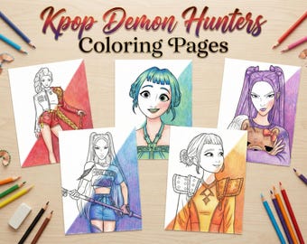 KPop Demon Hunters Coloring Pages Pack 1| Digital Download for Kids | Anime & Fantasy Art