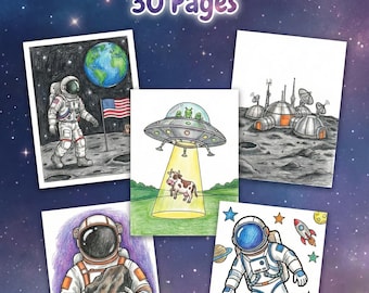 Space Coloring Book | Astronaut, Rocket & Alien Pages (PDF)
