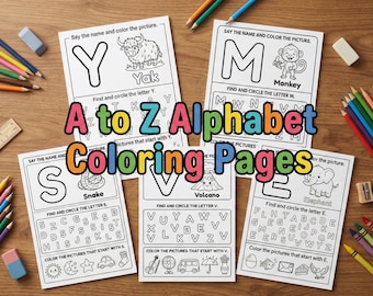 Alphabet Coloring Pages A-Z | Preschool Phonics (PDF)