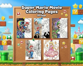 Super Mario Movie Coloring Pages, 20 Printable Mario Bros Coloring Sheets, Video Game Activity for Kids, Mario Birthday Party Favor