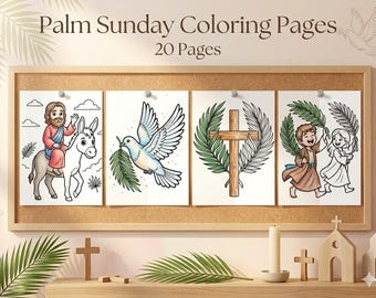 Palm Sunday Coloring Pages for Kids, Christian Easter Activities, Sunday School Printable, Triumphal Entry of Jesus, Hosanna Bible Crafts