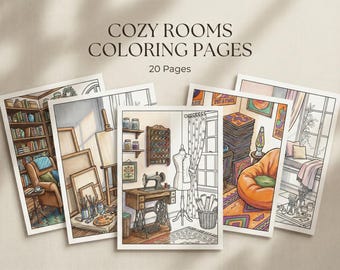 Cozy Rooms Coloring Pages for Adults, 20 Bold and Easy Aesthetic Room Coloring Book, Printable PDF, Digital Download, Alcohol Marker