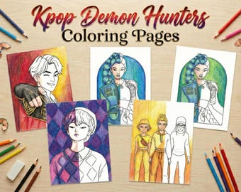 KPop Demon Hunters Coloring Pages Pack 2| Digital Download for Kids | Anime & Fantasy Art