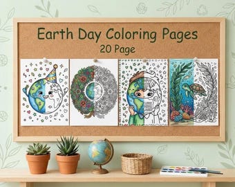 Dibujos para colorear del Día de la Tierra para niños, 20 páginas de actividades de ciencias ambientales, manualidades para el Día del Árbol en el aula, STEM de sostenibilidad, PDF digital
