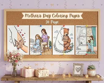 Mother's Day Coloring Pages for Kids and Adults, 20 Floral Mom Coloring Sheets, Mothers Day Activity for Classroom, Preschool Craft, Gift