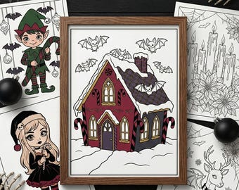 Gothic Christmas Coloring Book | Spooky Holiday Art (Digital Download)