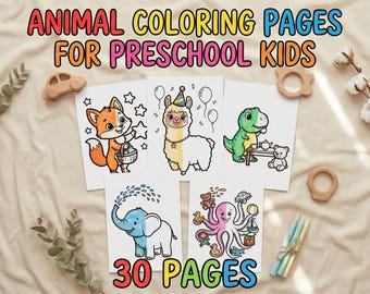 Toddler Animal Coloring Book | Bold Outline, Simple Pages (PDF Pattern)