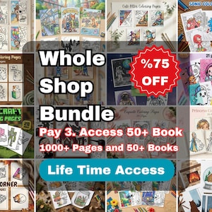 Whole Shop Bundle Coloring Pages | 1000+ Printable Adult & Kids Coloring Book | Mega Collection PDF | Lifetime Access Digital Download