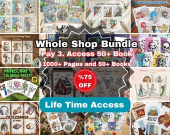 All Access Coloring Pass | Giant Printable Library PDF | 1000+ Pages for Kids & Adults | Teacher Classroom Activity | Lifetime Bundle