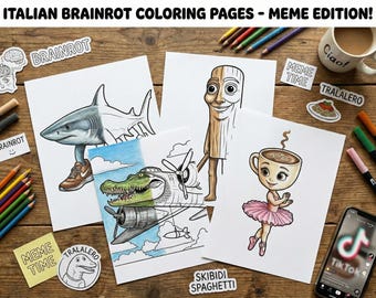 Italian Brainrot Meme Coloring Pages | Viral TikTok Trend (PDF)