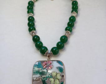 Chinese porcelain pottery shard pendant necklace