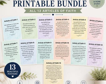 Articles of Faith Printable Bundle | LDS Primary Watercolor Posters (Digital Download)