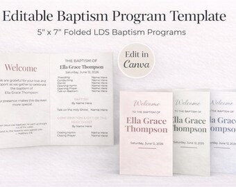 LDS Baptism Program Template | Canva Editable, Minimalist Design (Instant Download)