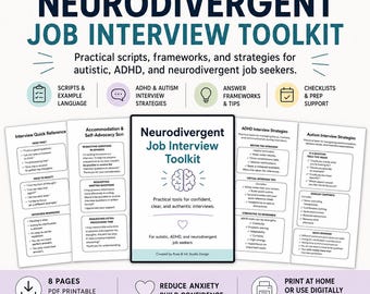 ADHD & Autism Interview Guide | Neurodivergent Job Preparation Toolkit | Digital Download