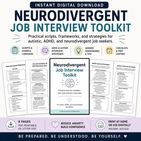 ADHD & Autism Interview Guide | Neurodivergent Job Preparation Toolkit | Digital Download