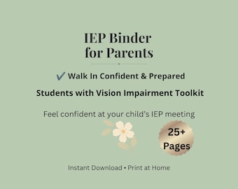 Vision Impairment IEP Binder | Vision Disability School Support Planner | Special Education Advocacy Toolkit