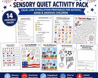 Fourth of July Sensory Activity Pack | Autism, ADHD Quiet Printables (Digital Download)