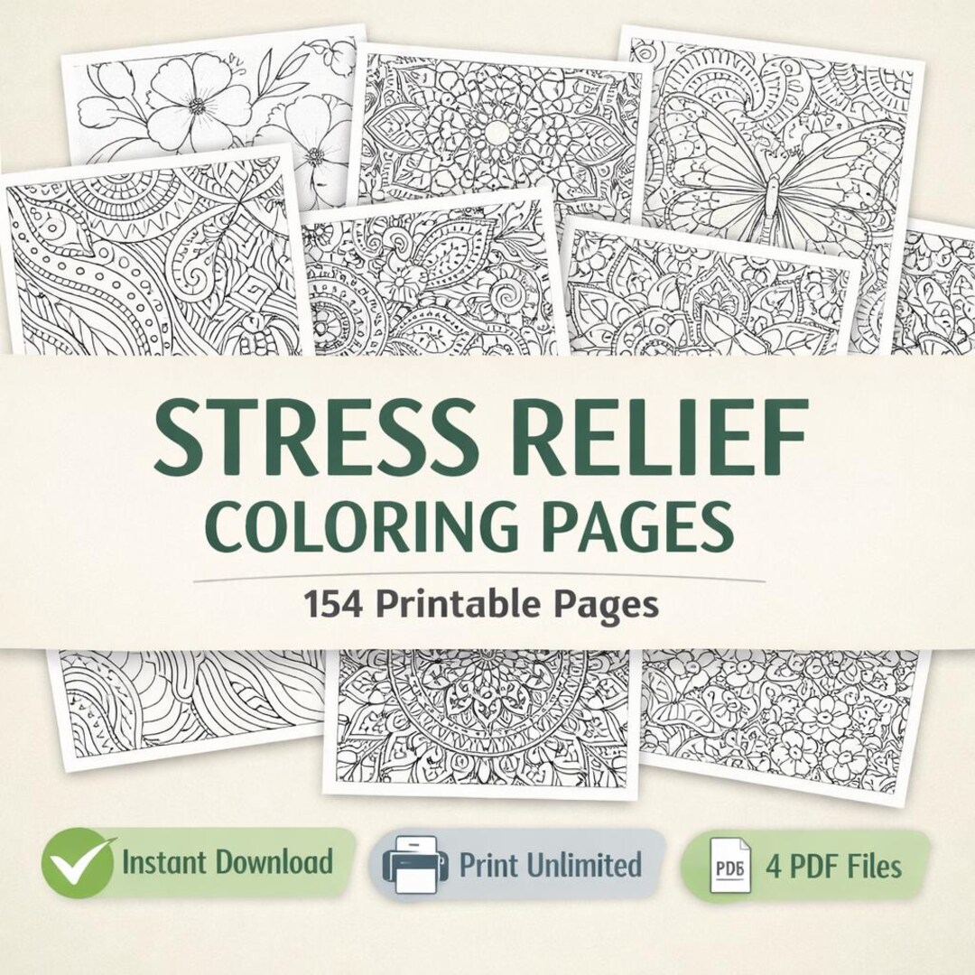 Stress Relief Coloring Pages for Adults | 154 Printable Relaxation ...