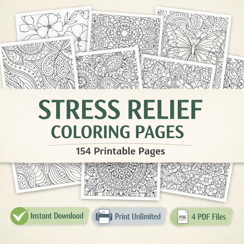 Stress Relief Coloring Pages for Adults | 154 Printable Relaxation ...