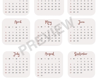 2026 Yearly Calendar | Minimalist One Page Layout | Digital Download: (PDF & PNG)