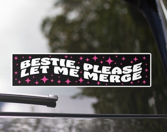 Please let me merge bumper sticker vinyl decal gift for anxious driver aesthetic stars sticker