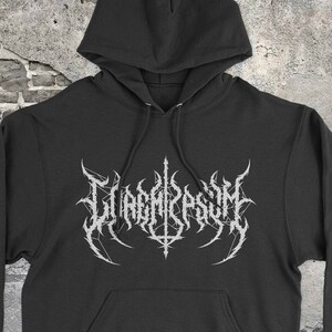 Metal Band Font Logo Hoodie, Lorem Ipsum gift for designer image 1