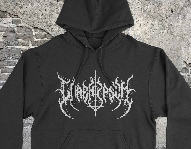 Metal Band Font Logo Hoodie, Lorem Ipsum gift for designer image 1