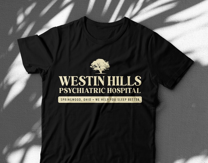 Horror movie fan t-shirt, Westin Hills Psychiatric Hospital, gift for spooky season image 1