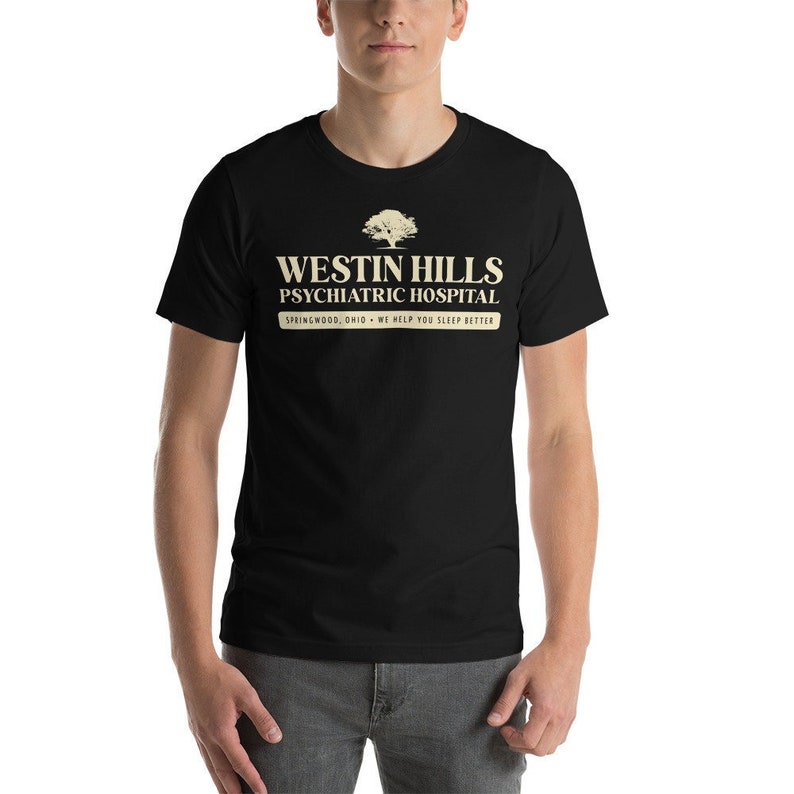 Horror movie fan t-shirt, Westin Hills Psychiatric Hospital, gift for spooky season image 2