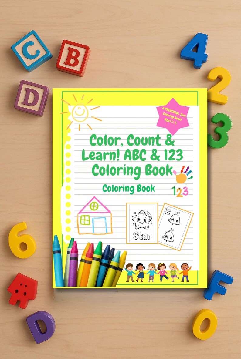 ABC 123 Coloring Book: Fun Learning Activity (PDF) - Etsy