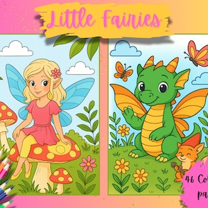 Little Fairies | Whimsical Fairy Coloring Pages | Enchanted Forest Printable Art