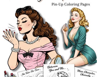 Vintage Glam Coloring Book for Adults – Sassy Retro Pin-Up Pages, Funny Quotes, Relaxing Printable Coloring Book