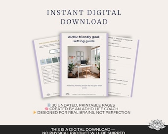 ADHD Goal Setting Workbook | 30-Page Printable PDF | Flexible Goal Planner for Neurodivergent Minds
