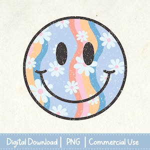 Daisy smile png floral smile face Distressed Smile simple Flower smile face spring smile face Sublimation Retro Smile PDF Daisy png