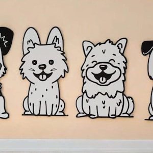 Decoración de pared para habitación de cachorros: arte de pared de perro en blanco y negro para habitación de bebé. Adorable decoración de pared de animales para habitación infantil y sala de juegos. Regalo para baby shower.