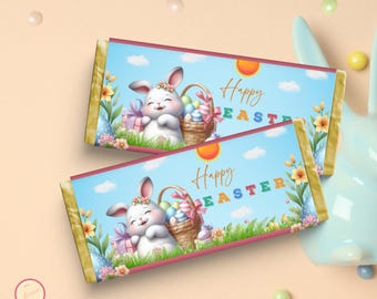 Easter Bunny Chocolate Wrapper Template, Printable Candy Bar Label (PDF)