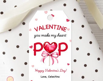 Editable Lollipop Valentine's Day Tag | Printable Template