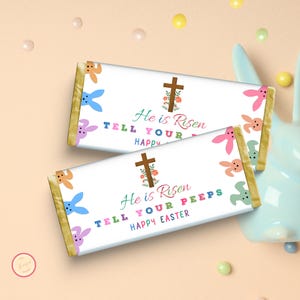 He is Risen Easter Chocolate Wrapper Bundle, Chocolate Label for Kids, Classroom Gifts, Basket Stuffer, Teacher, Church, Ready to Print PDF