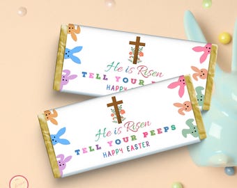 He is Risen Easter Chocolate Wrapper, Printable Label (PDF)