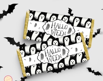 Mall för Halloween-chokladpapper, utskrivbar, mall för etikett för barnfestgodis | Digital nedladdning