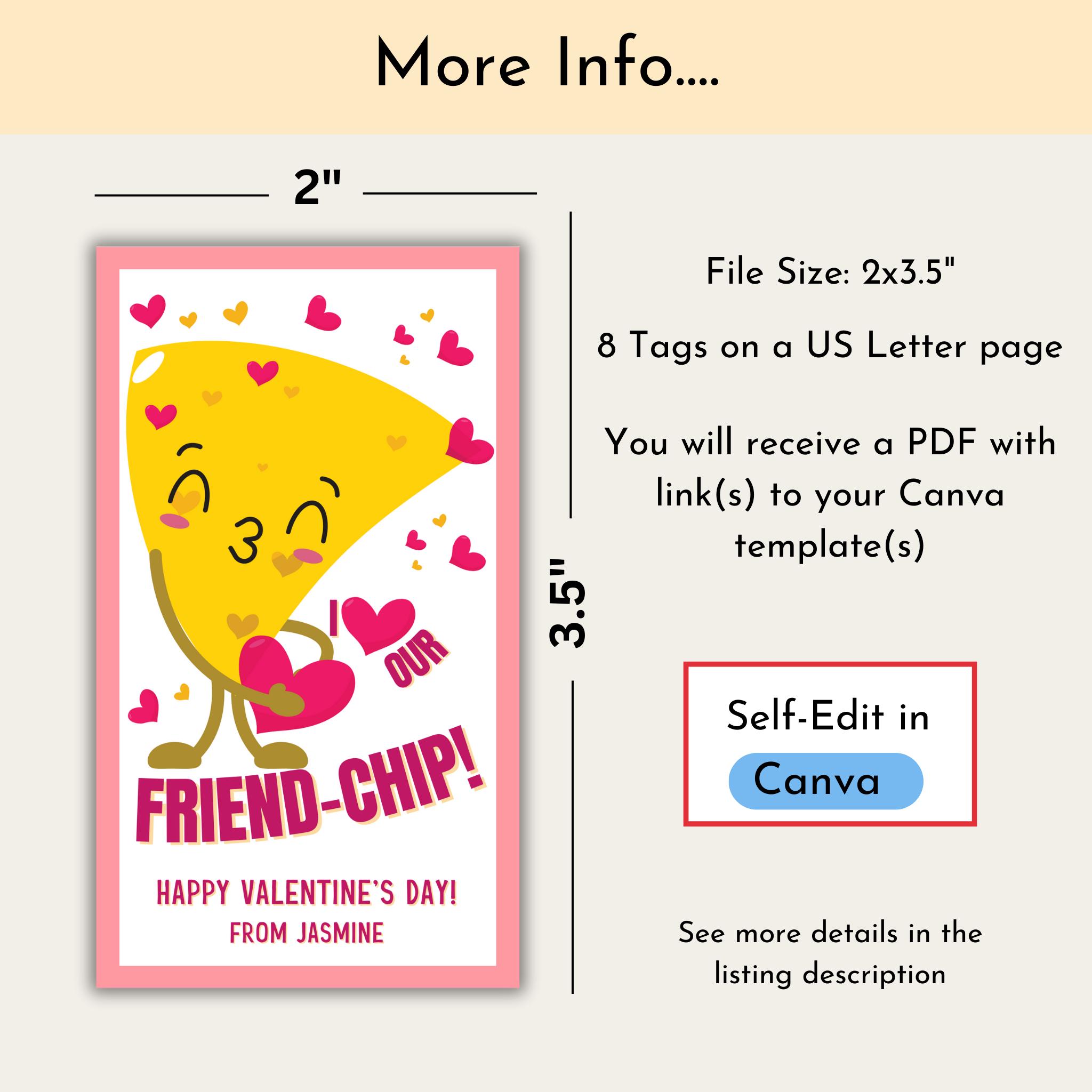 Valentine's Friend-chip Tag | Printable Template - Etsy