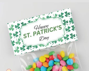 Adorno imprimible para bolsa de dulces del Día de San Patricio / Descarga instantánea
