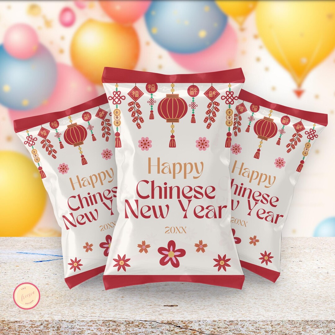 Editable Chinese New Year Chip Bag, Printable Lunar New Year Favor ...