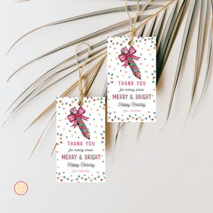 Editable Winter Pencil Gift Tag, Classroom, Preschool, Winter Break Holiday Tag, Merry & Bright Christmas Tag, Instant Download