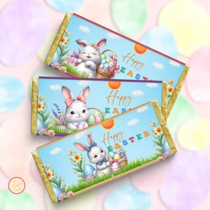 Easter Bunny Chocolate Wrapper Bundle, Chocolate Label for Kids, Classroom Gifts, Teacher, Church, Basket Stuffer, Ready to Print PDF