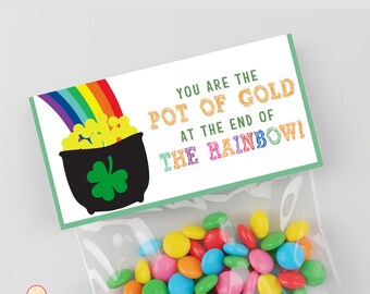 St. Patrick's Day Treat Bag Toppers, Rainbow Pot of Gold | Instant Download