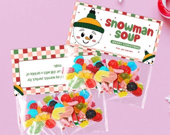 Editable Snowman Soup Bag Topper Poem, Christmas Hot Cocoa Mix Treat Label Tag, Holiday Kids Class Gift, Winter Printable