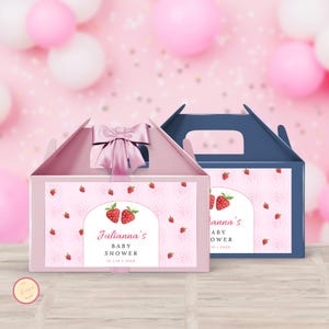 Editable Berry Sweet Baby Shower Gable Box Template, Berry Baby Shower, Girl Shower, Printable Party Favor Digital Download 7WUDX