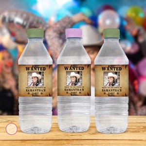 Editable Cowboy Wanted Water Bottle Label Template: Rodeo Party Favor (Digital Download)