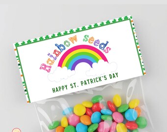 St. Patrick's Day Rainbow Seeds Treat Bag Topper | Instant Download